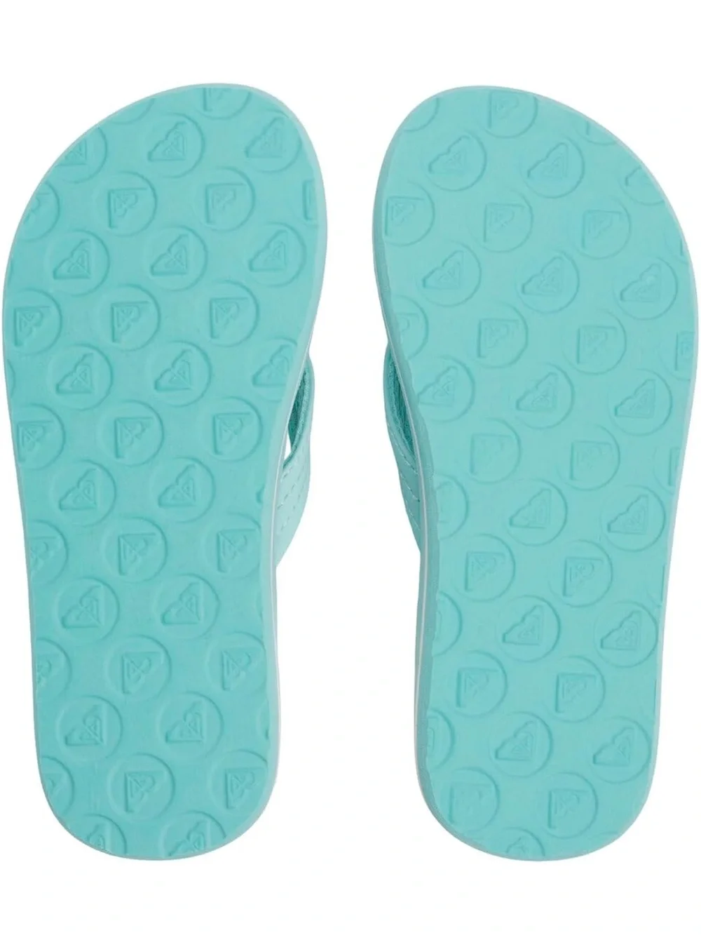 Roxy Girls Aqua Flip Flops with Pink, White, Cream & Black Logo
